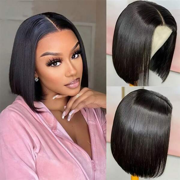 European & American Style Wig For Women, Side Bangs Short Hair, Heat-Resistant Synthetic, Bob Cut
