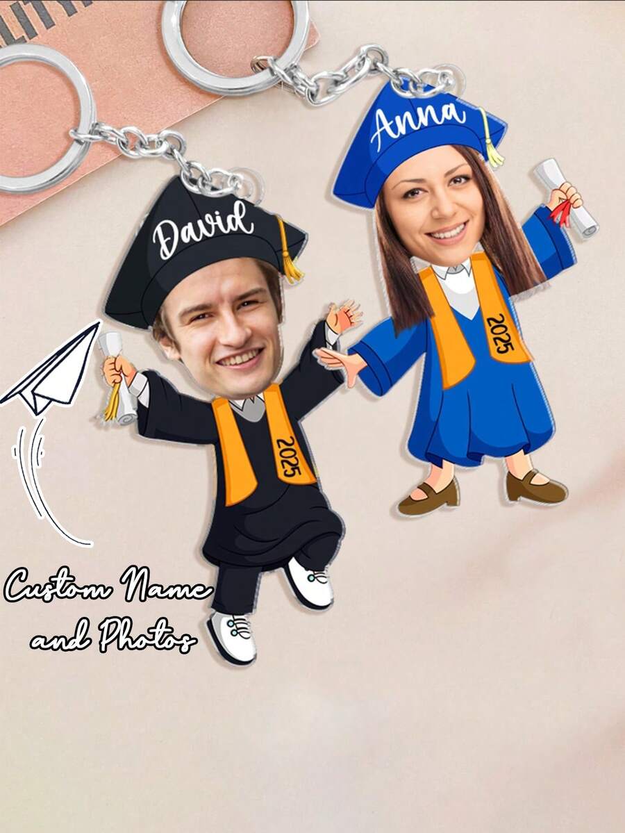 Personalized Graduation Gift, Custom Photo Graduation Keychain, High School Graduation Gift, Daughter Graduation Gift, Son Graduation Gift, Top Choice For Graduation Memento,Durable,Engraved,Colorful,Cute,Adorable,Funny,Kawaii,Y2K,Stylish,Unisex,Casual,Custom,Personalized,Unique,Customized,Ideal Gifts For Him,Ideal Gifts For Her,Her,Boyfriend,Girlfriend,Family,Friends,For Anniversaries,For Valentine's Day,For Mother's Day,For Birthdays,For Children's Day,For Father's Day,For Graduation,For Weddings,For Housewarming - Multicolor - View 1