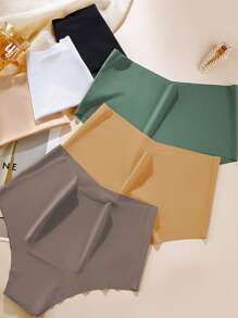 Set de 3 piezas de ropa interior de mujer de cintura alta, bragas sin costuras que no se notan
