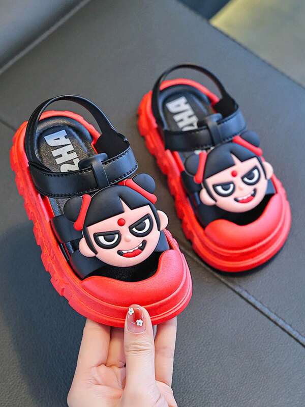 Toddler Anti-Slip Indoor Soft Bottom Breathable Cartoon Nezha Design Sandals
