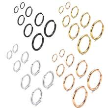 4 pares de pendientes de aro tipo "huggie" de acero inoxidable quirúrgico 316L de 6mm, 8mm, 10mm y 12mm, hipoalergénicos, para cartílago, hélix y lóbulos, tipo bisagra, para hombres y mujeres