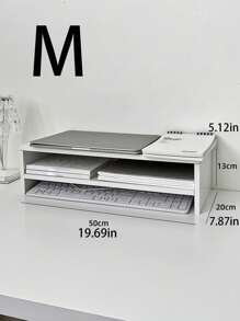 1pc Desktop Computer Riser, Office Desk Storage Organizer Rack For Monitor, Makeup, Blind Box Display, Dorm Table Decor