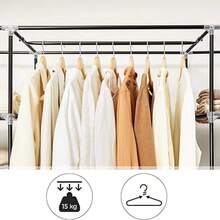 SONGMICS Kleiderschrank, 2er Set, Stoffschrank, mit Kleiderstange und Ablagen, Soffüberzug, für Schlafzimmer, Ankleidezimmer, 150 x 45 x 175 cm, schwarz - Schwarz - Übersicht 3