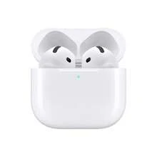 Apple Căști intraauriculare wireless AirPods 4, Bluetooth, potrivire confortabilă, audio spațial personalizat, carcasă de încărcare USB-C, cip H2, comutare automată a dispozitivelor, partajare audio pe mai multe dispozitive, autonomie a bateriei de până la 30 de ore, alb