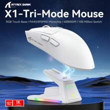 3M X1 Wireless Gaming Mouse With RGB Charging Dock, PAW3950 PRO Sensor Up To 40K DPI,53g Ultra Light Tri-Mode Computer Mice,1KHz Polling Rate 5 Programmable Buttons For WIN