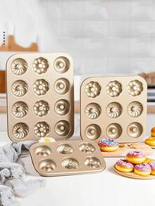 6pcs/9pcs/12pcs Non-Stick Donut Molds, Mini Cupcake Molds For Baking; Large 12-Cavity Non-Stick Hollow Donut Cake Cookie Baking Mold, Home Use