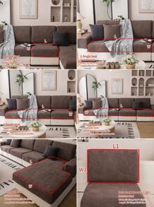 1pc All Season Stretch Sofa Cover, Plush Fleece Anti-Slip Anti-Spill Full Wrap Sofa Seat Cushion Slipcover, Machine Washable Dust-Proof Durable Furniture Protector For L-Shaped Sofa And 1/2/3/4 Seater