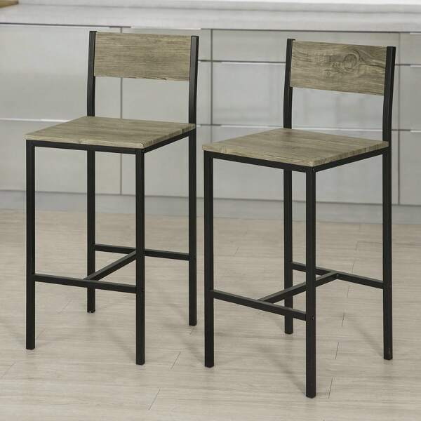 SoBuy FST53x2 2-er Set Barhocker Barstühle mit Rücken-Lehne Thekenstühle mit Fußstütze, Sitzhöhe 67 cm, BHT ca.: 34x95x41cm