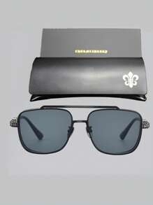 CHARMLIBRARY 2025 New Fashion Retro Pilot Luxury Titanium Fashion Glasses For Men, High Quality Brand Outdoor Driving Fashion Glasses With Rhombus Pattern, Luxury Retro Fashion Casual Tortoiseshell Fashion Glasses With Black Frame And Gold Decoration, Includes Fashionable Glasses Case And Cleaning Cloth For Summer Beach Vacation,Outdoor,Travel