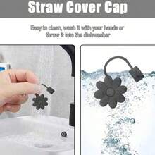 3 Peças de Acessórios para Copos de 30-40 Oz, 1 Peça Tampa de Canudo de Silicone Reutilizável com Flor de 10mm, 1 Peça Tampa de Canudo de Silicone Compatível com Tampa Anti-derrame, Anti-vazamento e Anti-respingo da Xícara , 1 Peça Capa Protetora de Silicone para a Base da Xícara, Acessórios de Xícara, Presentes de Festa de Feriado