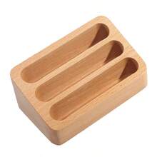 Soporte de exhibición de tarjetas de visita de escritorio de madera maciza, soporte para notas, caja de almacenamiento, organizador de tarjetas de madera de haya para oficina QS6C - madera de nogal negro - Ver 5