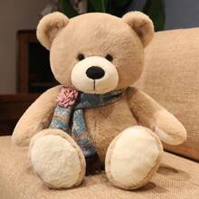 Valentine's Day New Scarf Teddy Bear Plush Toy Cute Mother's Day Oversized Cuddle Bear Plush Animal Doll Soft Bear Pillow Doll Lover Girlfriend Perfect Gift Wedding Decoration Children's Soothing Toy Birthday Gift Party Decoration Valentine's Day Gift, Nap Pillow Office, Love Bear