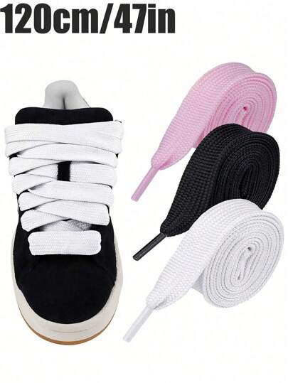 Extra Wide & Thick Flat Shoelaces (120cm/47in), Replacement Shoe Laces For Sports Shoes,Belt,Shoes And Boots Accessories
