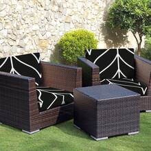 2/4/6pcs Printed Stretch Sofa Cushion Covers, Outdoor Seat Cushion Covers, Replacement Sofa Covers, Porch & Patio Furniture Protector Covers - Black - View 5