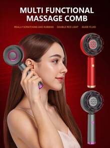 Escova Massageadora Elétrica Vibratória de 3 Modos para Couro Cabeludo, Massageador de Cabeça com Luz Infravermelha para Crescimento do Cabelo, Aplicador de Óleo para Couro Cabeludo, Cuidados com o Cabelo Anti-Queda de Cabelo