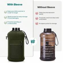 UKEIN Half Gallon Water Bottle With Storage Sleeve, 74oz Large Water Bottle With 2 Lids(Straw Lid And Chug Lid), Big Sports Water Jug For Gym With Strap, Drink Container With Handle - 軍綠色 - 查看 5