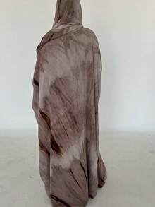 1 pieza Cárdigan tipo abaya elegante y casual, estampado, de tela ligera y transpirable, para uso diario y de fiesta, modesto kaftan - Óxido marrón - Ver 3
