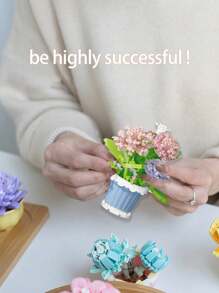 Mini Bouquet Bonsai Tree Toy Building Block Set, DIY Simulation Plant Series Building Block Toys, Toy Building Blocks Suitable For Home Office Decoration Ornaments, Acrylic Dust Cover Building Blocks, Bouquet Set, Suitable For Adults, Birthday Gifts, Christmas Toys