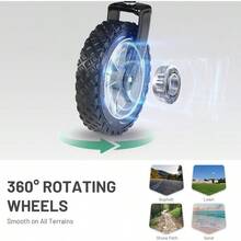 TIMBER RIDGE Festival Trolley On Wheels Folding Camping Wagon With Adjustable Handle And Cup Holder Collapsible Beach Cart Foldable For Outdoor Garden Picnic Shopping 100KG Capacity Black - Black1 - View 3