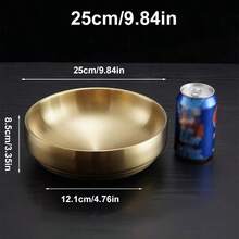 1个不锈钢碗，双层儿童汤碗，韩式泡菜碗，金色冷面碗，可定制