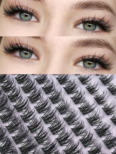 248 حزمة رموش قطع معزز الحجم غير ملموس شكل طبيعي بتصميم قطع من جلد النمش الصناعي قوس D سوداء لتمديد الرموش الفردية DIY تمديد الرموش الروسية ثلاثية الأبعاد للماكياج اليومي تمديد الرموش
