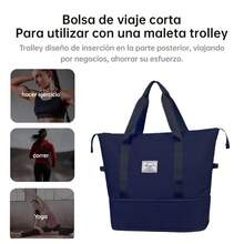 Bolsa de viaje plegable de gran capacidad para mujer, bolso de hombro portátil para ejerciciO, MULTIFUNCIONAL de gran capacidad. - azul real - Ver 6