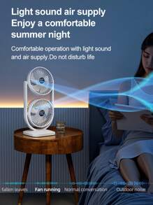 1 pieza Nuevo ventilador de escritorio multifunción de doble cabezal, ventilador recargable USB para exteriores, gran circulación de aire, ventilador eléctrico de doble capa, batería de 3000mAh, adecuado para dormitorio, sala de estar, cocina, exteriores y otros lugares