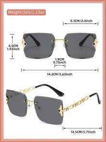 LALAMOLI 方形无框时尚眼镜，金属链腿和镂空设计，优雅女士夏日派对、街头摄影道具、节日礼物，渐变色