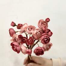 6 PCS Artificial Ranunculus Flowers, Faux Silky Mini Bouquets, Bulk Fake Wedding Filler Flowers For Centerpieces, Arrangements, Bridal Shower Decor, Polyester