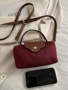 1个迷你时尚手提包，别致百搭的女士单肩包/斜挎包，纯色迷你钱包，可装手机、零钱、口红等，日常通勤必备