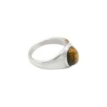 1 buah Cincin Agate Hiphop Sederhana Berlapis Emas 18K dari Stainless Steel, Gaya Minimalis, Hadiah Pesta Modis - Mata Harimau Perak - View 5