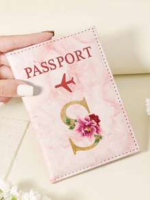 1 件 A-Z 26 个字母时尚字母印花时尚勃艮第护照套，优质 PU 皮革护照钱包，带多卡位，可存放信用卡、登机牌和身份证，紧凑便携的旅行必备收纳包，适合男女 - 粉色 - 查看 38