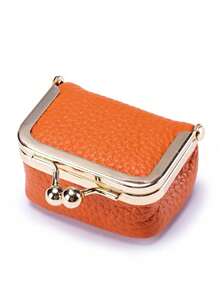 Women's Solid Color Simple Style Lychee Pattern Jewelry Box Ring Necklace Earring Storage Box With Kiss Lock, Wallet Travel Cosmetics Storage Bag Teacher's Day Gift Women's Wallet Mini Wallet Coin Purse - Multicolor - View 13