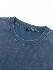 Shwiy Men's Vintage Washed Eye Print Sleeveless Tank Top, Punk Metal Simple Fashion Casual Black Tank Top, Suitable For Spring & Summer Street Wear - Blue - View 3