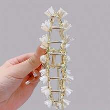 1 Piece Elegant Lily Pearl Tassel Hair Claw Exquisite Craft Non-Slip Durable Versatile Large Clip For Ponytail Hairstyle Daily Party Wedding Wear Perfect Loving Gift For Women Girls 2026 Mother's Day Ideal Present For Mom Grandma Ladies Fashion Essential - 鑽石鈴蘭 - 查看 6