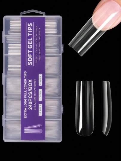 240片超大芭蕾舞鞋哑光凝胶美甲贴片，全覆盖按压式美甲艺术美甲指甲油胶囊系列美甲用品