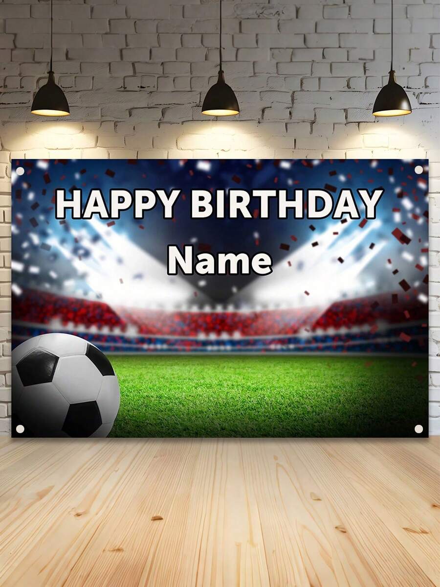 1pc Customized Football Theme Birthday Party Backdrop - Personalized Football Happy Birthday Banner, Vinyl Photo Background Cloth, Suitable For Porch Decor, Indoor/Outdoor Celebration, Fit For Wedding, Birthday, Anniversary, Graduation - Multi-Functional Party Backdrop In 3 Sizes!