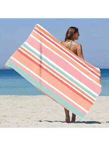 1pc Extra Large Beach Towel, Oversized, Super Absorbent, Beach Bath Towel, Microfiber Beach Blanket, 59"X29", Essential For Summer, Suitable For, Men, Girl, Girls, Windproof, UV Protection, Beach, Party, Drying Travel, Camping, Beach Accessories, Perfect Gift For Vacation, Girl Valentine Gift Birthday Boyfriend Girlfriend Holiday Bathroom Decor Beach Essentials