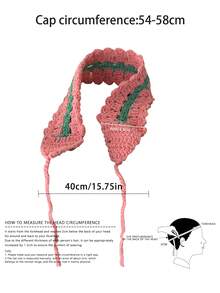 手工多巴胺镂空针织长款发带，甜美可爱系带发带，适合春季、拍照、外出、ins风甜美可爱风，手工钩编花朵发带，乡村风发饰，冬季围巾，女士头巾，蝴蝶结发饰