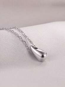 1pc Minimalist Style Niche Design Water Drop Beaded Stainless Steel 18K Gold Plated Necklace For Women Stacking Necklace Summer Travel, Dance Party, Date & Party Dress Up - Style 1 - View 7