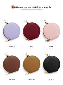 Customized Round Coin Pouch, PU Leather Mini Wallet, Personalized Wreath Text Women's Portable Coin Purse, Multi-Function Student Coin Pouch, Birthday Gift For Friends, Girlfriends