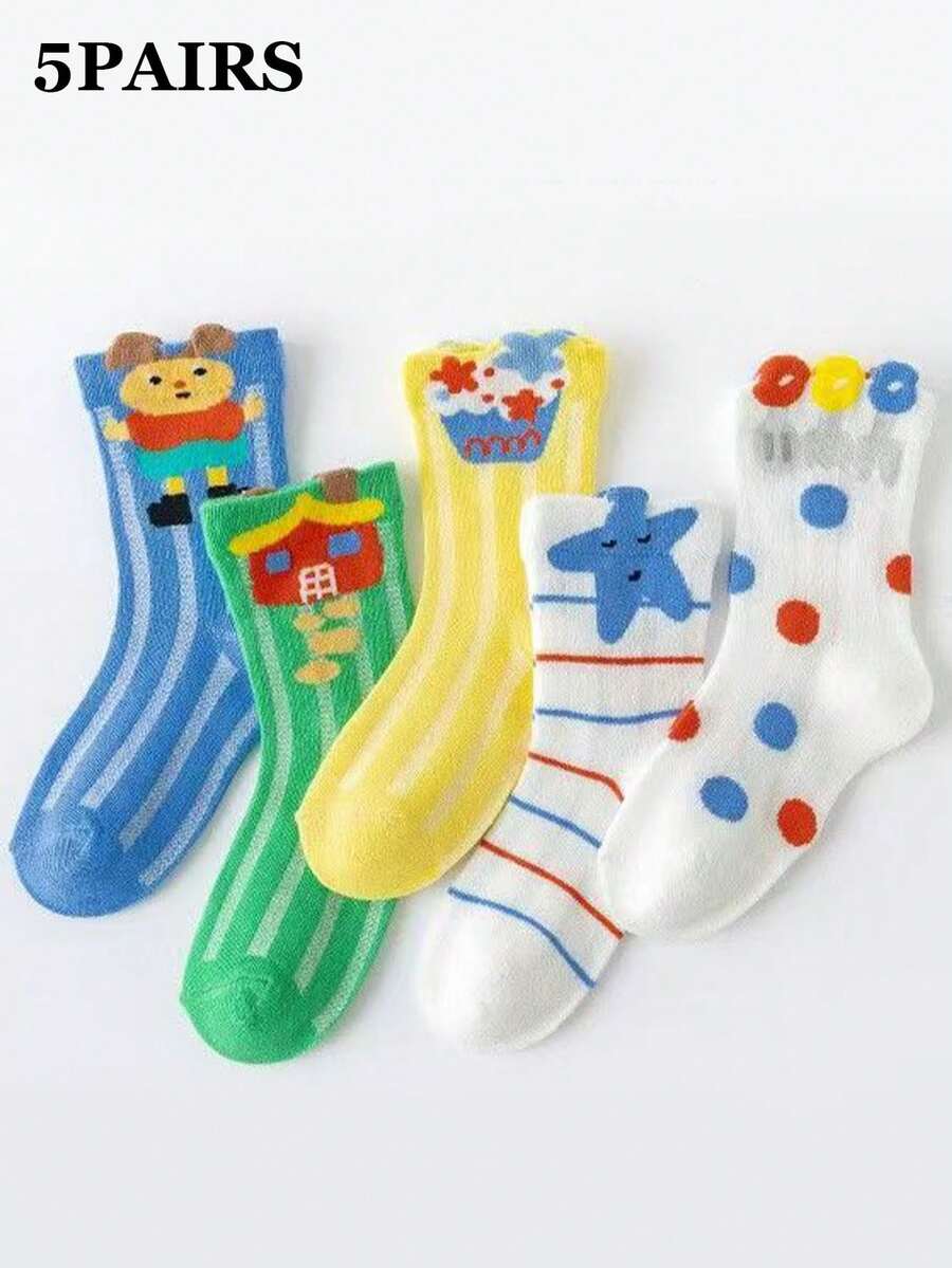 5 Pairs Kids/Children's Breathable Mesh Socks, Unisex, Spring/Summer