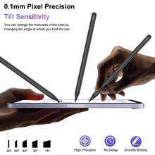 Stylus Pen Compatible With IPad Pencil With Magnetic Wireless Charging,With Magnetic Charger Cable, With Palm Rejection, Tilt Sensitivity, Work For 2018-2024 IPad Air 3/4/5, IPad Mini 5/6/7, IPad 6/7/8/9/10, IPad Pro 11", IPad Pro 12.9" - 黑色 - 查看 6