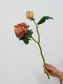 1 pièce Bouquet de fleurs artificielles de style vintage, pivoines, roses. Décoration de maison, fleurs factices - multicolore - Voir 16