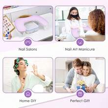 Arm Rest For Nails Tech,Height-Adjustable U Shaped Manicure Nail Arm Rest,Big Microfiber PU Leather Hand Rest For Nails Tech, Professional Salon Manicure Arm Rest Cushion - 紫色 - 查看 7