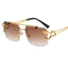 Unisex schlanke Metall Panther Kopf Brille - Rahmenlos Eisengestell, rutschfeste Nasenpads & bequemer Sitz (Business/Party) für Sommer Strand Urlaub, Outdoor, Reisen