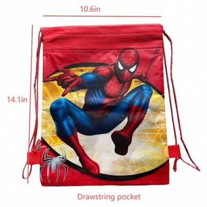 Marvel Marvel Spider Man Anime Boys Double Sided Non Woven Drawstring Bag Binding Bag Children's Festival Gift Bag Cartoon, Suitable For Distribution, Birthday Party Supplies, Storage Of Large Snacks, Stationery, Sports Balls, Home Storage, Outward Storage Back To School