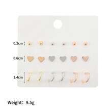 9 Pairs Geometric Minimalist Fashion Studs, Delicate & Versatile Earrings, Suitable For Daily Wear For Women