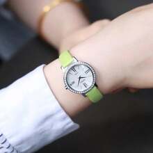 Seiko SUP463P1 Ladies Watch - White Mother Of Pearl Dial Green Leather Strap Quartz - White - View 5