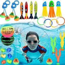 夏季泳池潜水玩具：潜水圈、潜水环、潜水宝石、潜水章鱼、泳池鱼雷、泳池潜水玩具、儿童夏季娱乐 - 彩色 - 查看 10